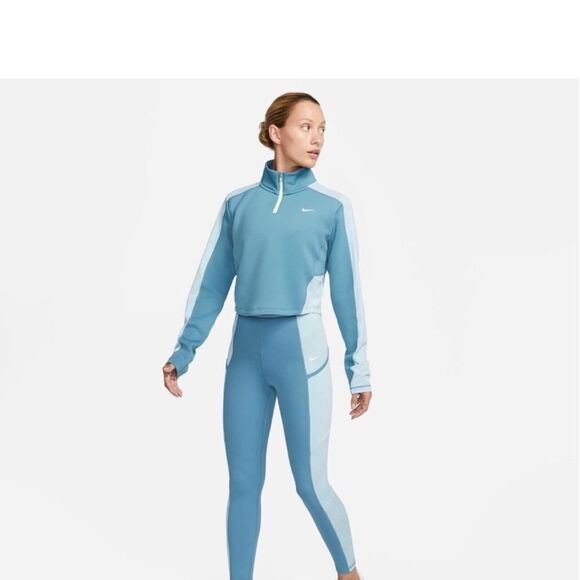 Nike Pro High-Waisted 7/8 Training Leggings Noise Aqua Blue DX0063 440 NWT in pk - Picture 3 of 10